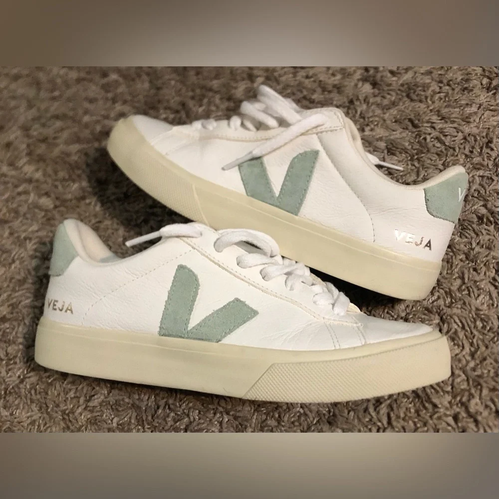 VEJA CAMPO CHROMEFREE LEATHER WHITE MATCHA sneakers - Picture 9 of 16